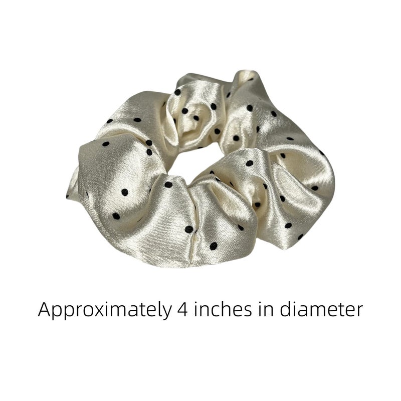 BLBM 2 Pcs Satin Hair Scrunchies that won't Damage your Hair, Polka Dot Style - Image 3